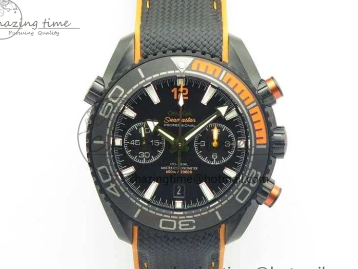 0504 Planet Ocean Master Chronometer Chrono DLC OM 1:1 Best Edition Black Dial On Nylon Strap A Chic 8103